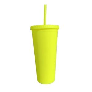 Vibrant Yellow Tumbler with Straw